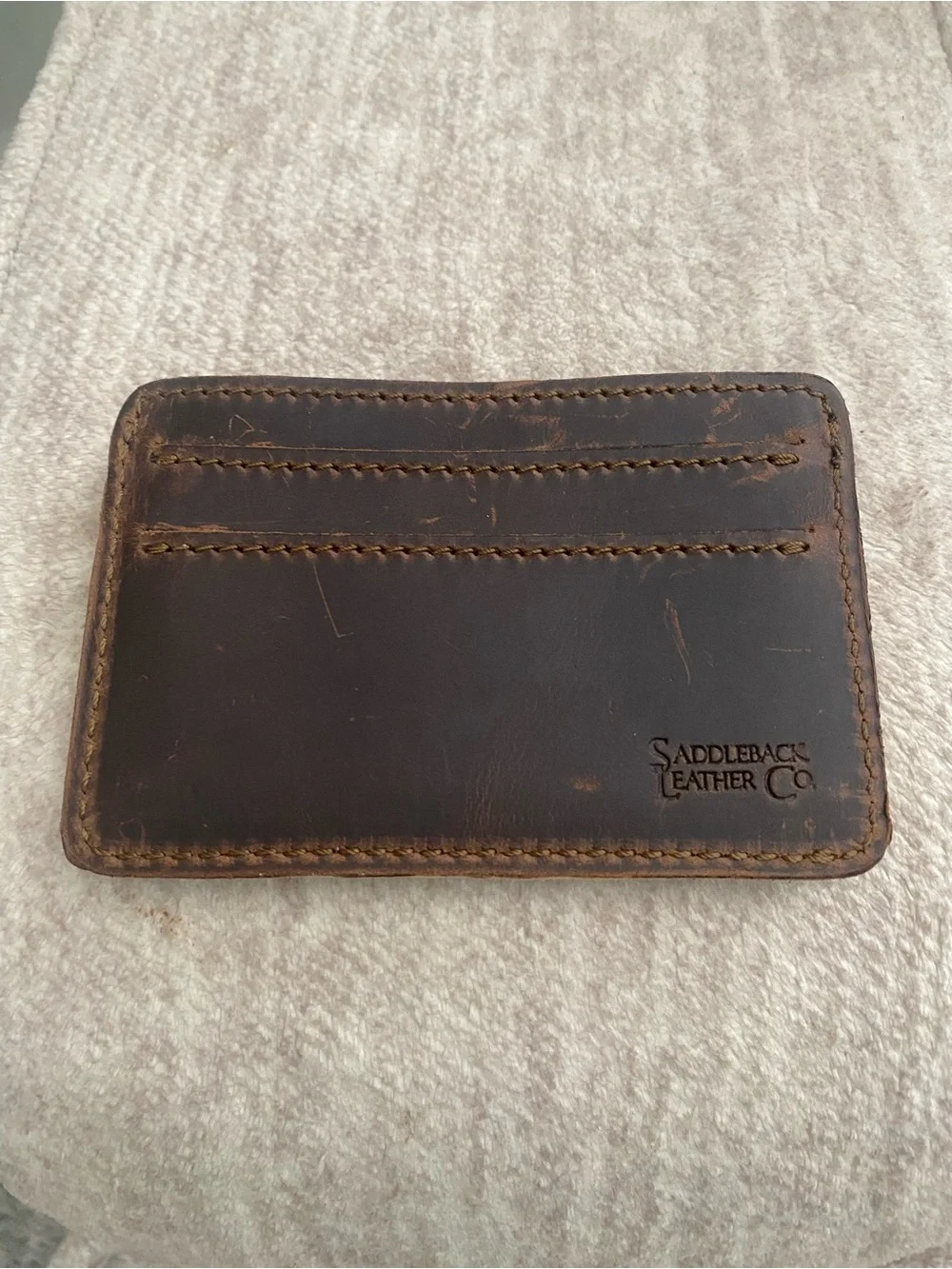 Saddleback Leather Co. Men’s Brown Logo Accent Credit Card Wallet Card Holder